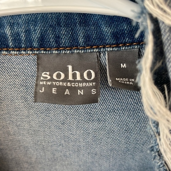 Soho Jeans blue denim jeans jacket distressed size M - Picture 5 of 12